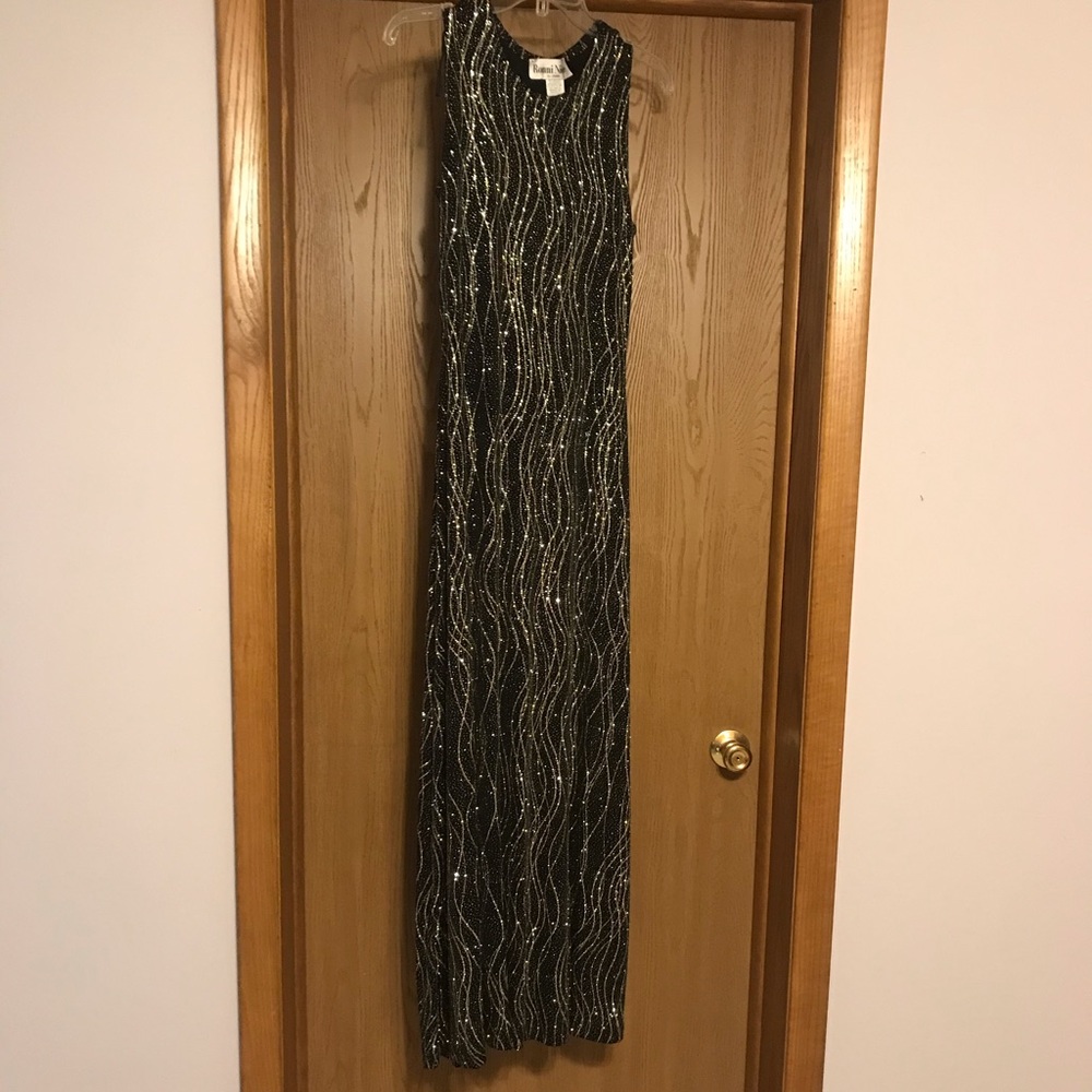 Black glitter formal evening gown